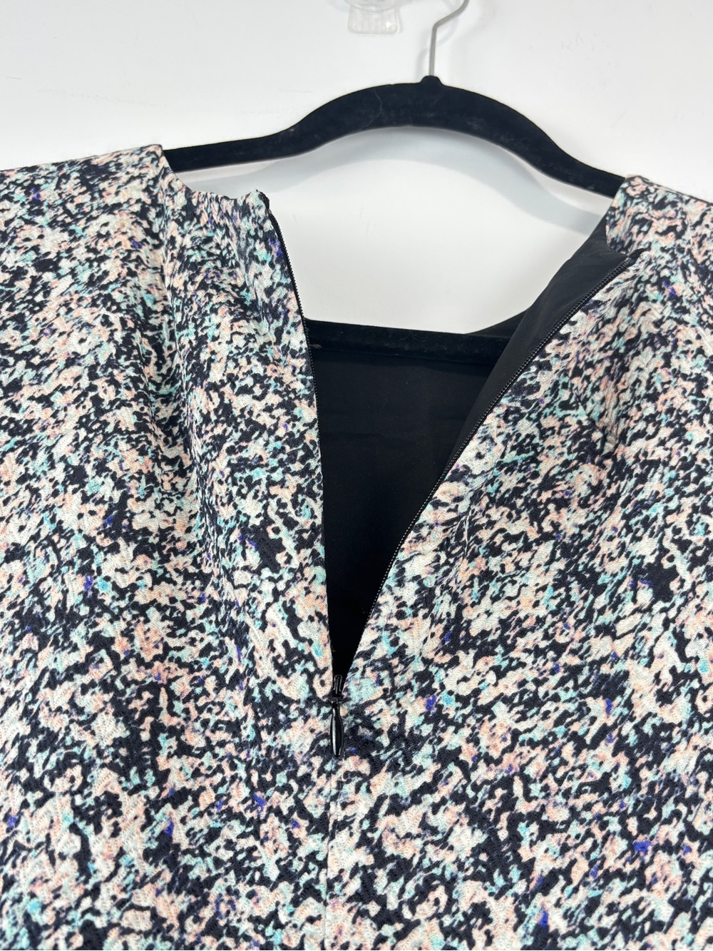 Club Monaco Silk Wool Blend Shift Dress Mini 00 Black Multicolor Textured Print - Picture 7 of 12